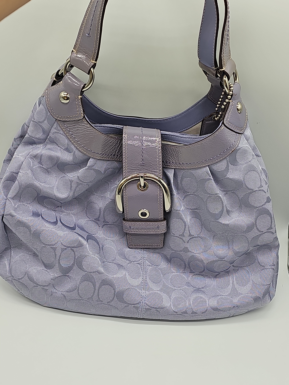 VINTAGES Coach Lavender Signature Shoulder Bag with Buckle Accent